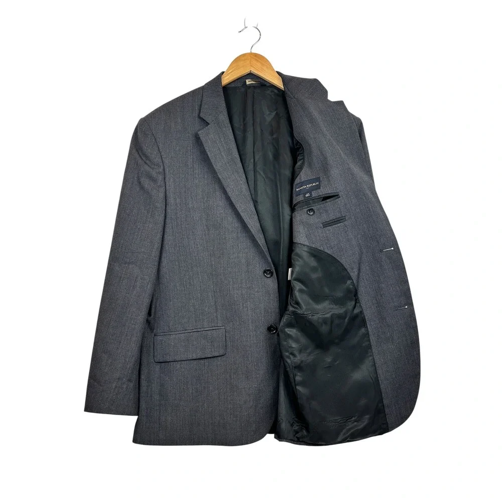 Banana Republic Mens Grey 100% Wool Two Button Suit Jacket Blazer 44R